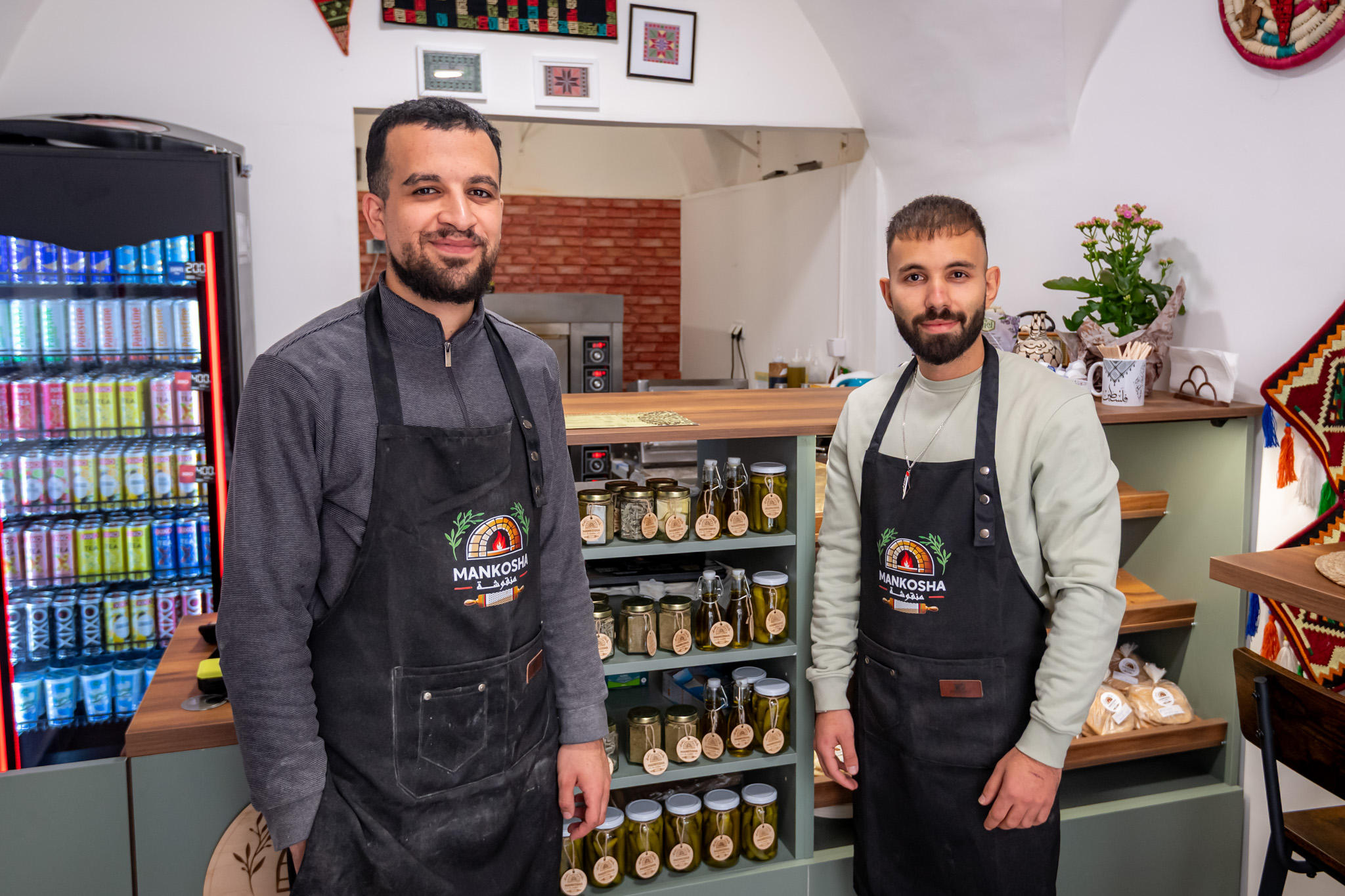 The Palestinian international students of Széchenyi István University welcome guests to their bakery in Dr Kovács Pál utca (Photo: András Adorján)